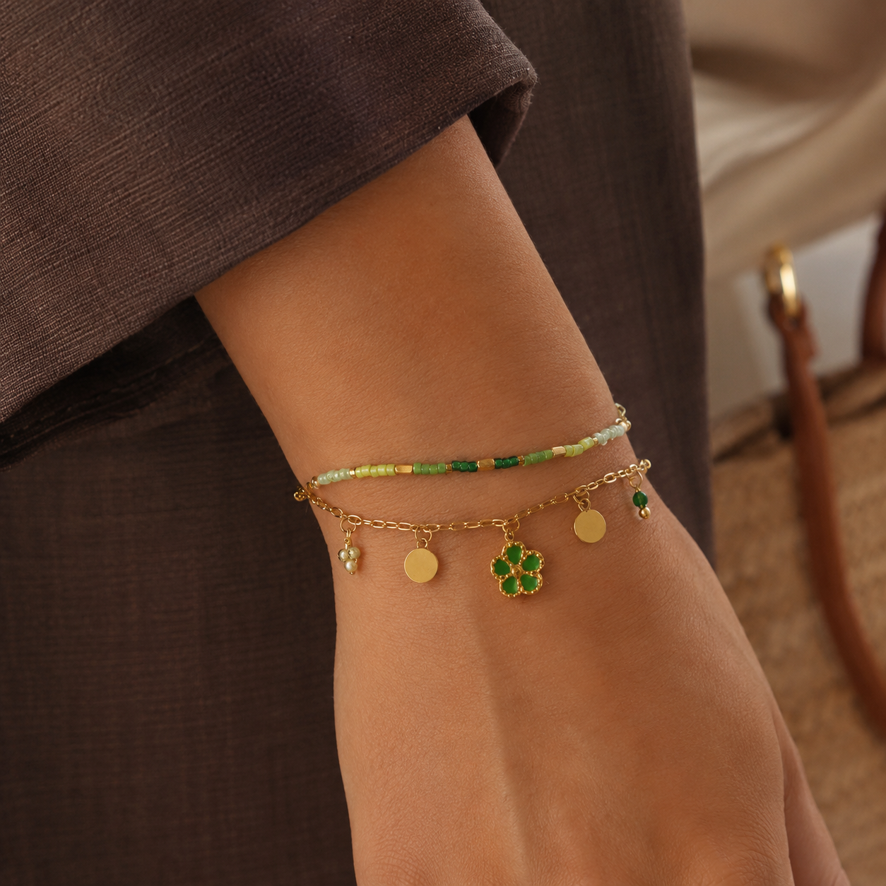 Ava Clover Bracelet (Green)