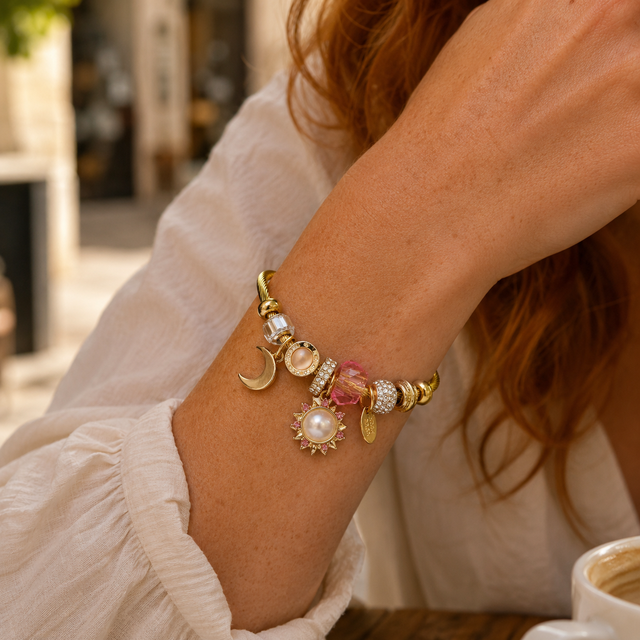 Pink Sun & Moon Charm